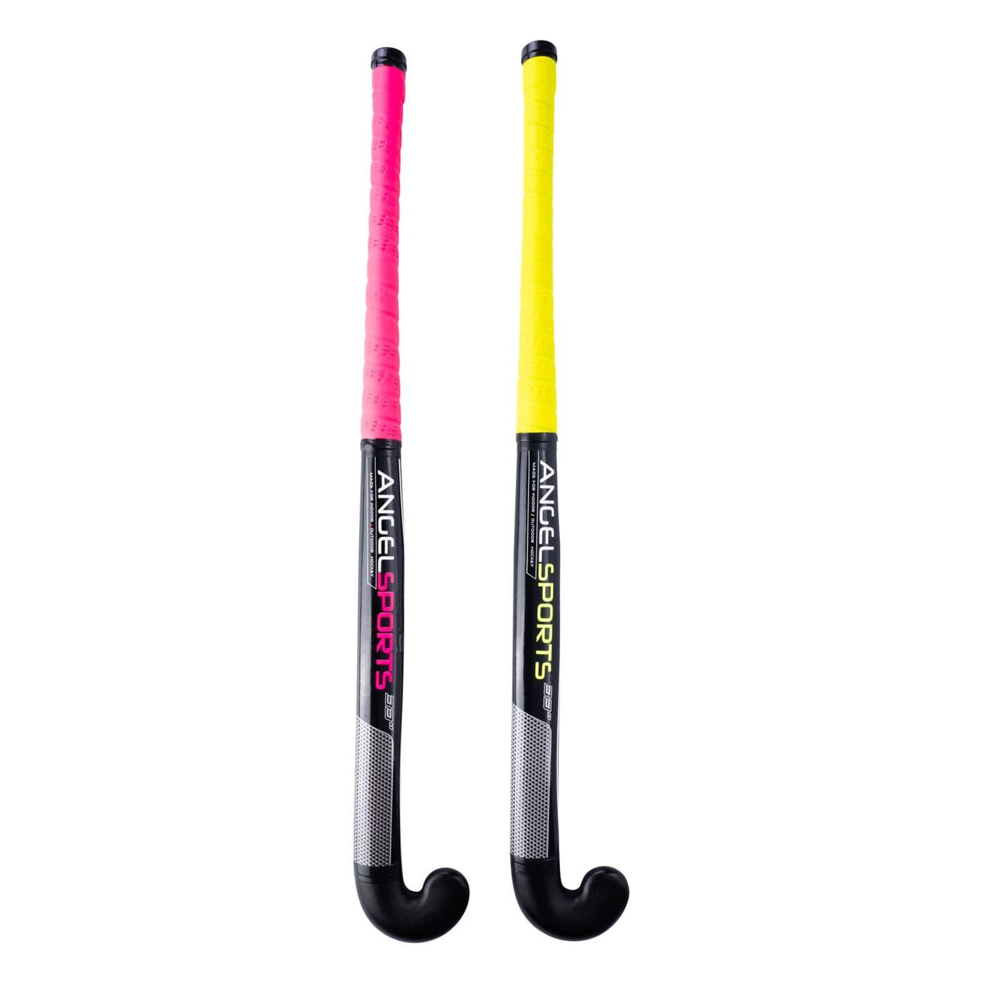 AK Sport Hockey Ball Set 2 Bastoni + Palla, Giallo, 84 cm