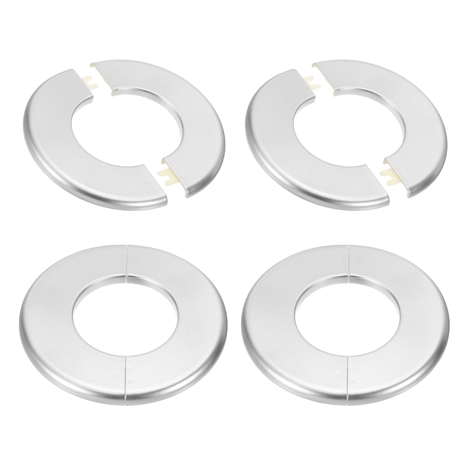 PATIKIL Wall Split Flange 130mm / 5.1" OD, 4 Pcs Round Escutcheon Plate Cover PPR Plumbing Cover Plates with Self-Adhesive Tape for 64mm / 2.5" Dia Water Pipe Faucet, Silver