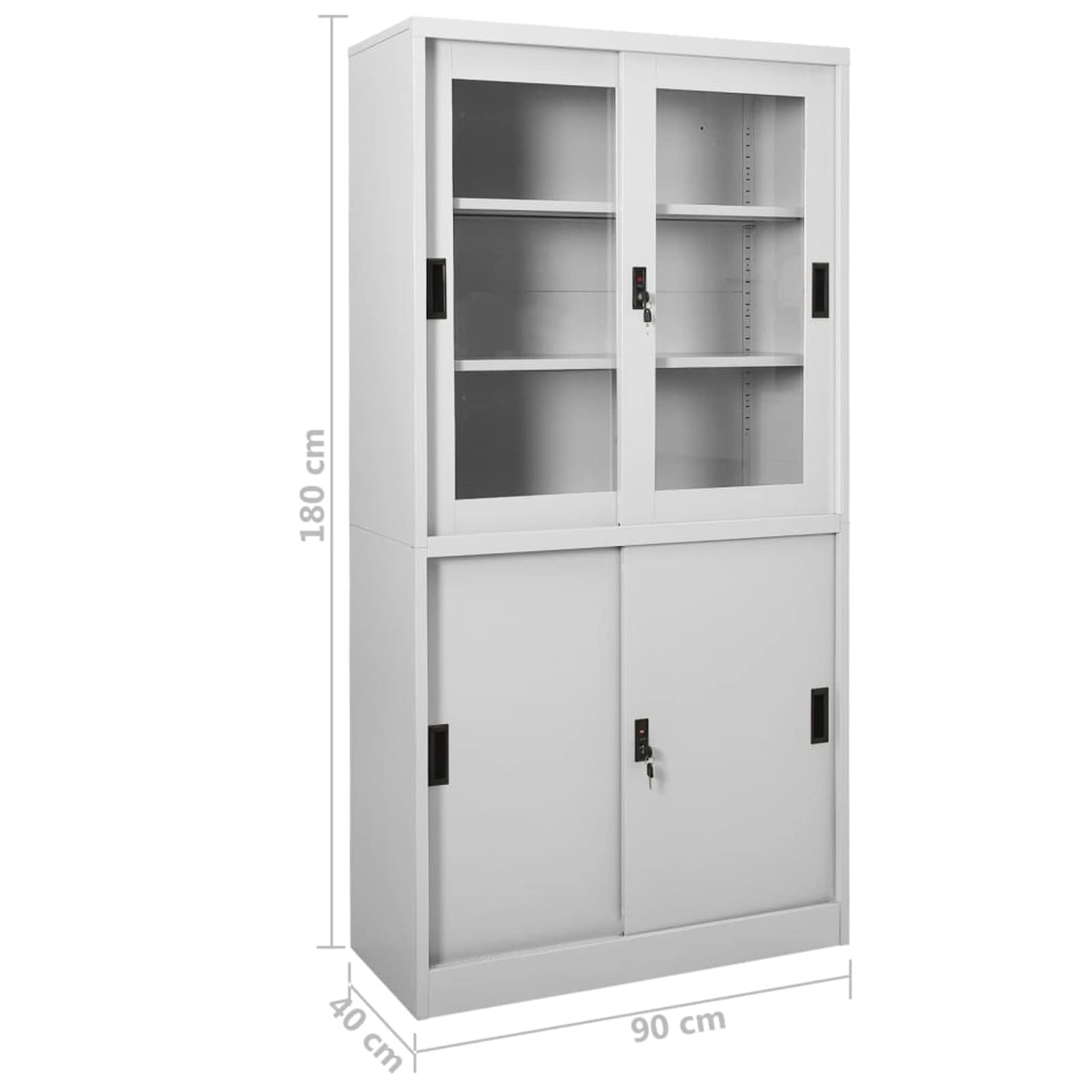 Gecheer Armadio con Anta Scorrevole Grigio Chiaro 90x40x180 cm Acciaio