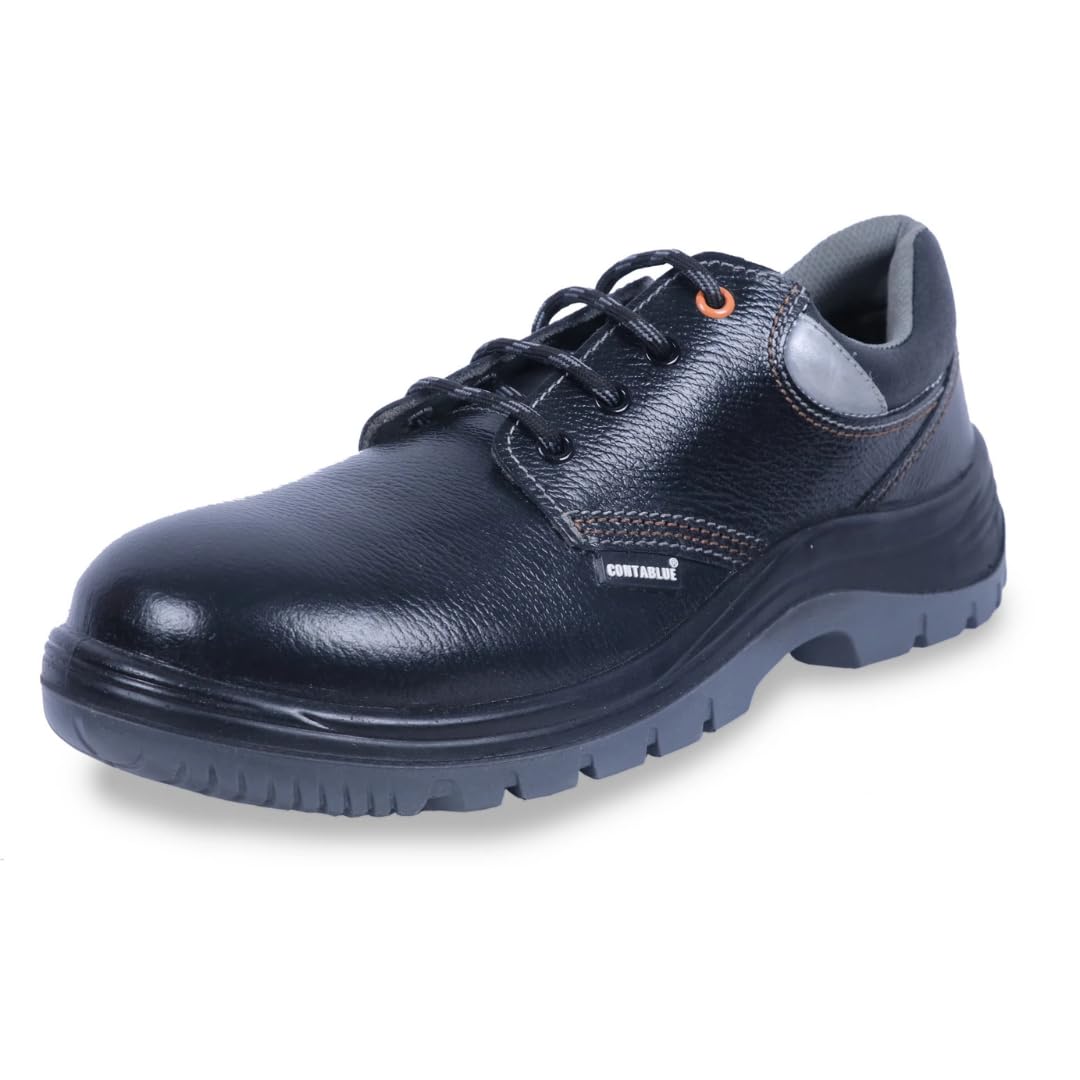 contablue W202 Special Edition Men's Sporty Safety Shoe, Black Tango Leather, Steel Toe Shock Resistant Shoe, Chemical & Oil Resistant Shoes, ISI Marked with is:15298 with CE Certified-picture-11