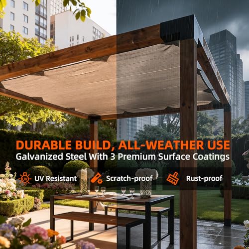 Kit de Soportes para Pergola DIY 2 piezas, Soportes de Esquina de Ángulo Recto de 3 Vías para Postes de Madera de 8"x8" (7.5"x7.5" reales), Soportes Metálicos de Alta Resistencia para Pabellón Exterior, Cabaña de Troncos miniatura 4