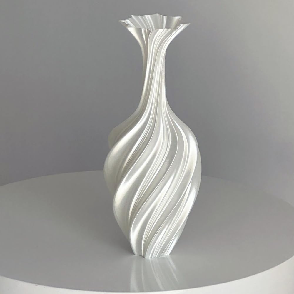 Ouliget Silk-Like Elegant Vase,Twisted Minimalist Flower Arrangement Holders,Nordic Style 3D Printed Vases,Coffee Table & Shelf Office Decor
