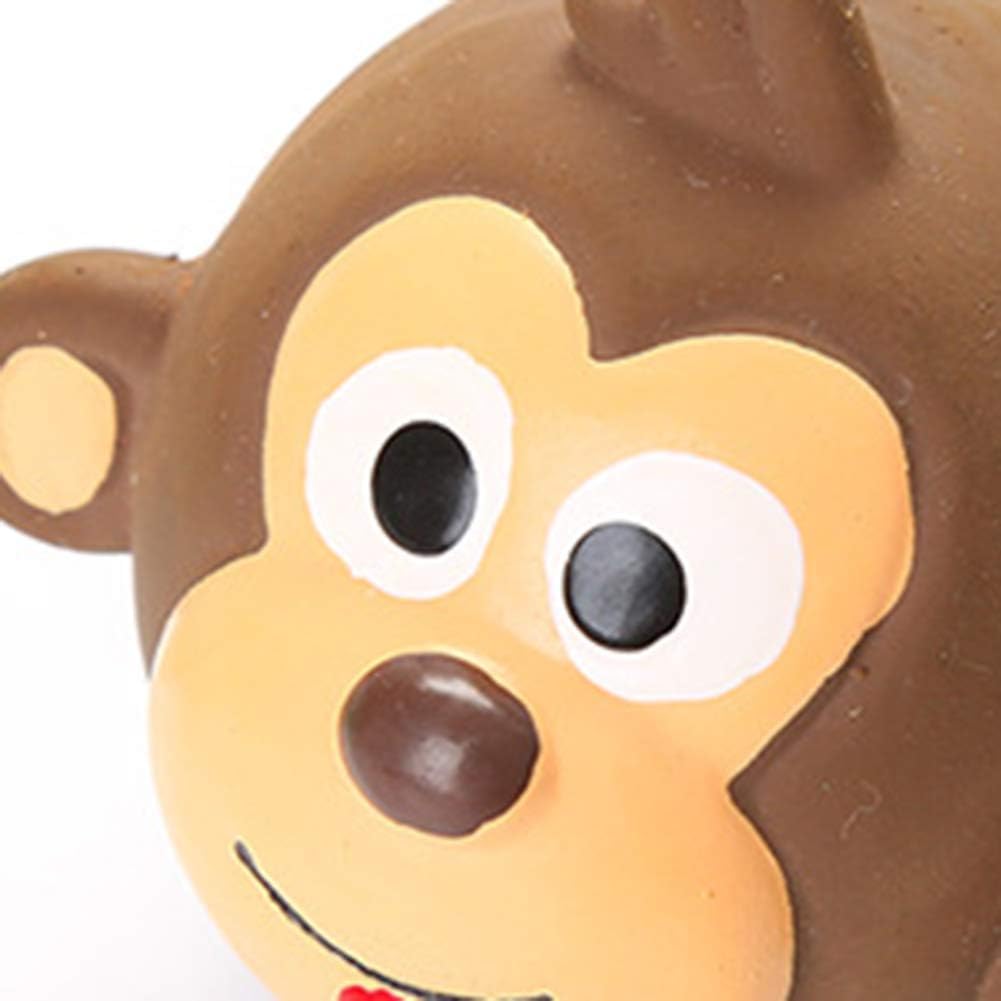 Brown Pet Dog Squeaky Toy, Lovely Monkey Shape Latex Chew Squeaker Toy, Chewing Teeth Cleaning and Training Toy for Dogs Monkey Dog Squeak Toys Pet Supplies 2