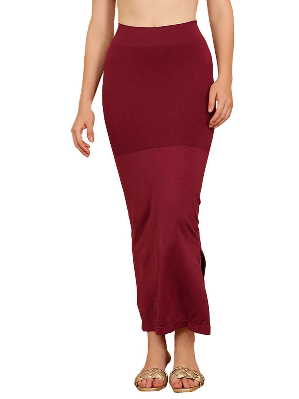 clovia Women's Petticoat Style Saree Shapewear with Side Slit in Violet-picture-37