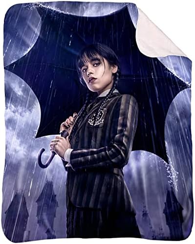 Edriennie Wednesday Addams Flannel Throw Blanket for Couch and Bed Decorative Wednesday Nevermore and Enid Plush Small Throw Blanket Cotton for Kids and Girls for Sofa Supersoft Cozy Size 59''X51''