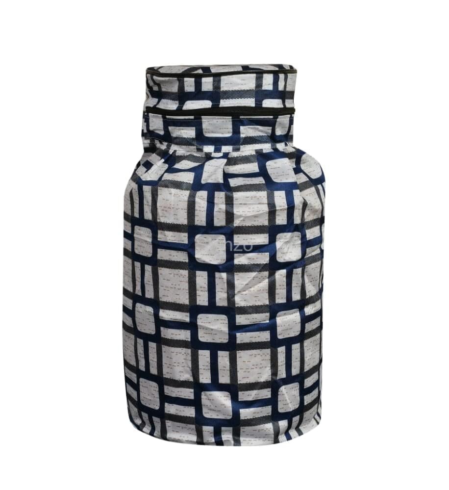 Image of Woah Cotton DustProof and Dustproof LPG Gas Cylinder Cover| Top Design Stain| Dust| DustProof PVC LPG Gas Cylinder Cover, Polyester Gas Tank Cover Fits StandardG (Pack of 1, Blue Block)