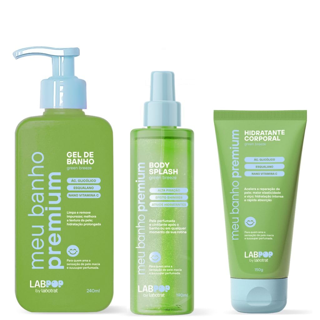 Kit Green Breeze - Hidratante Corporal 150g, Gel de Banho 240ml