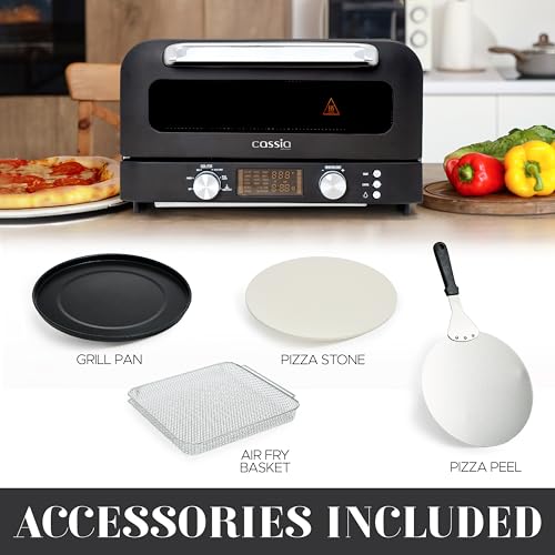 Cassiacountertopelectricairfryerpizzaoven12capacity20l1800wheatsupto750f16presetsincludespizzastonepeelfrybasketblack Urban Country Home Decor Cassia countertop electric air fryer pizza oven 12 capacity 20l 1800w heats up to 750f 16 presets includes pizza stone peel fry basket black urban country home decor