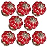 Ceramic Pumpkin Cabinet Knobs, Set of 8 Round Handles, Includes Zinc Alloy Mounting Screws, Modern Pull Handles for Drawers and Cabinets, for Stylish Home Decor, 3.9x2.7x3.8cm