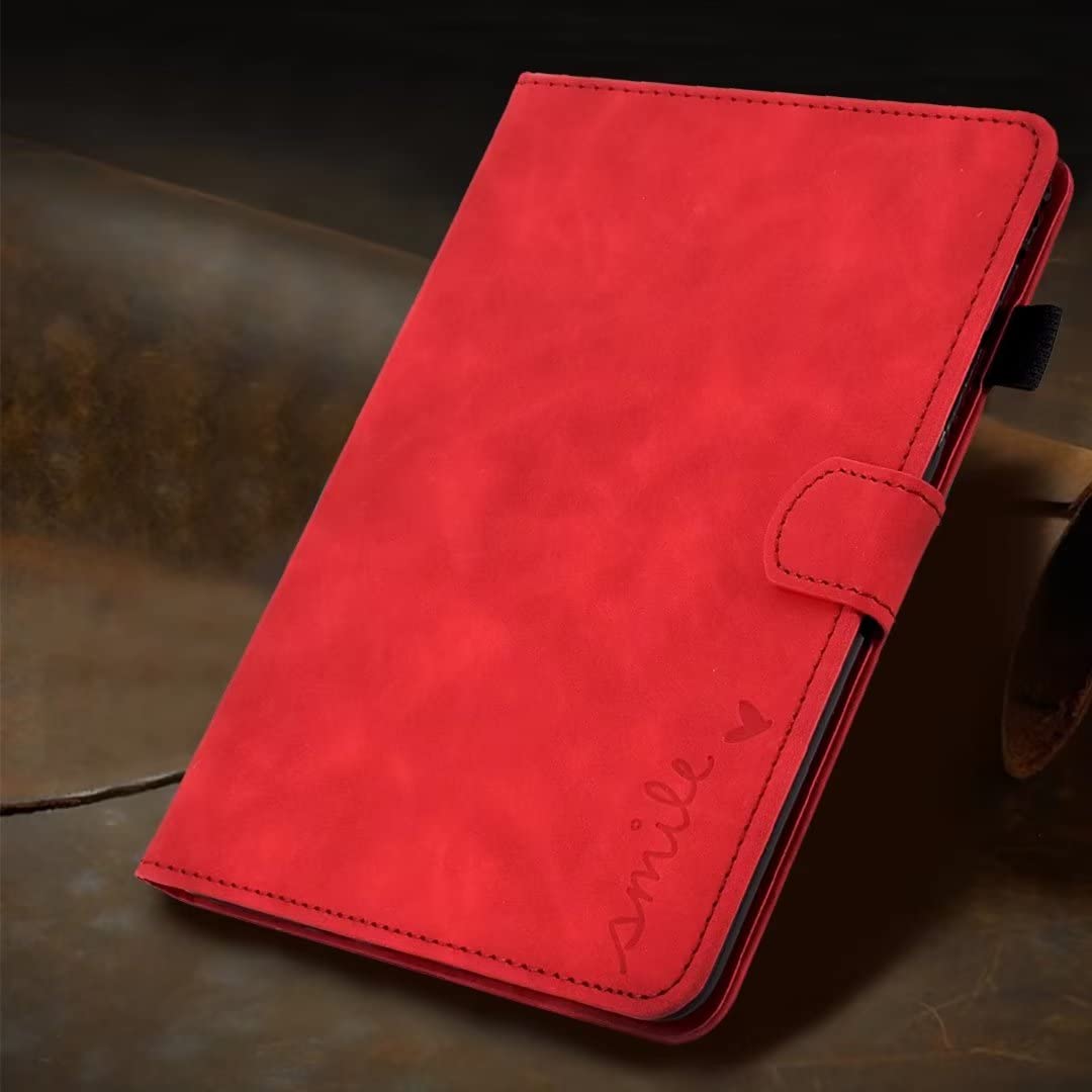 Étui portefeuille magnétique en cuir PU compatible avec tablette PC Kindle Paperwhite 4/3/2/1 (rouge)