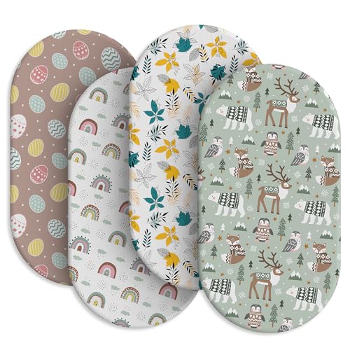IOCCLH Baby Bassinet Sheets for Baby Boy Girls,4-Pack Fitted Bassinet Sheets Set Compatible with Halo Bassinest Swivel Sleeper,Baby...