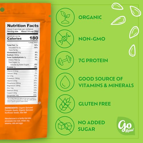 Go Raw Organic Sprouted Mixed Sunflower & Pumpkin Seeds - Sea Salted Snack - image 2
