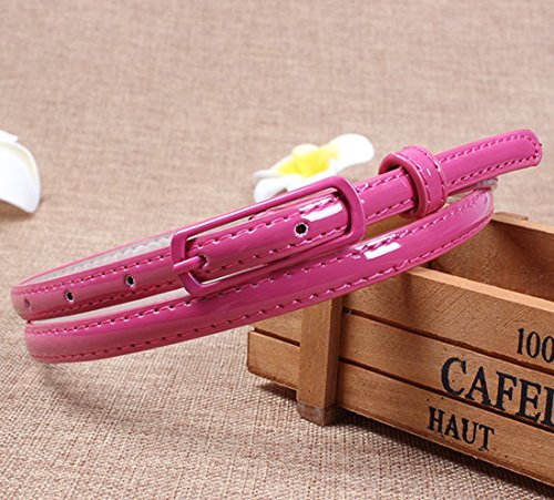 Selighting Women's Solid Color Faux Leather Skinny Belts For Dresses (One Size, Rose) #TOP6