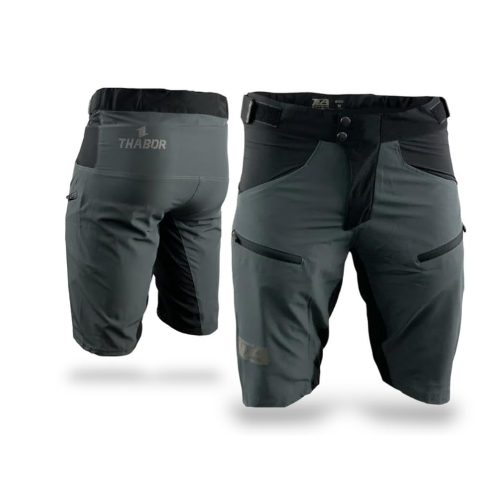 TLA THABOR Pantaloncini MTB Enduro e Trekking, Elasticizzati, Traspiranti Unisex per Uomo e Donna, Abbigliamento Ciclismo e Outdoor, Pantaloni Ciclismo, Short Bici Escursionismo.