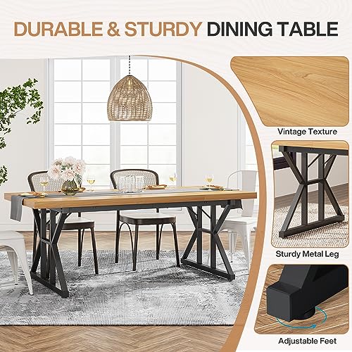 image for Tribesigns Farmhouse Dining Table for 6 People, 70.8-Inch Rectangular 