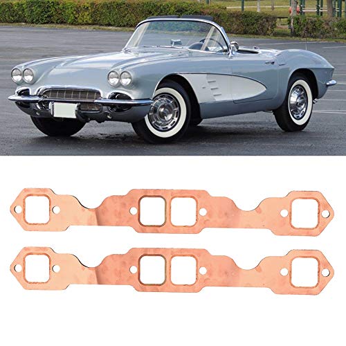 Image of Exhaust Gaskets, 2pcs Square Port Copper Header Exhaust Gaskets Reusable Fit for for SB 327 305 350 383