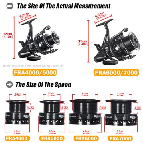 Carrete de Spinning con Doble Freno Cuerpo Metálico CNC Machined Spool 26LB Máximo Arrastre 6+1 BB Suave Relación de Engranajes 5.1:1 Alta Velocidad Agua Salada y Dulce para Serie FRA 4000 a 7000 miniatura 3