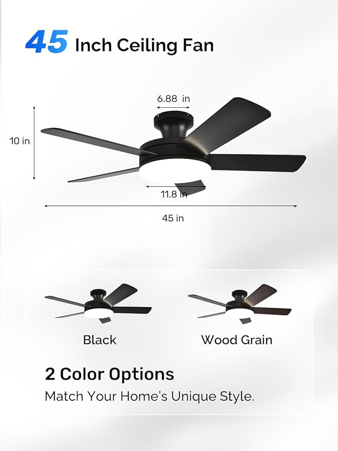 Ventilador de Techo 45 Pulgadas con Luz y Control Remoto/APP miniatura 8