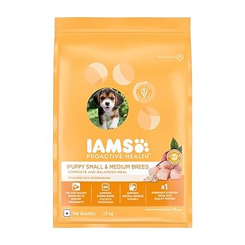 IAMS Proactive Health Smart Puppy Small & Medium Breed Dogs (<1 Years) Dry Dog Food, Chicken, 1.5 KG Pack