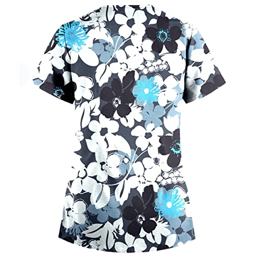 OIOLOYJM Printed Scrub Tops Women Short Sleeve V Neck Plus Size Scrubs for Womens Nursing Uniforms Shirts with Pockets