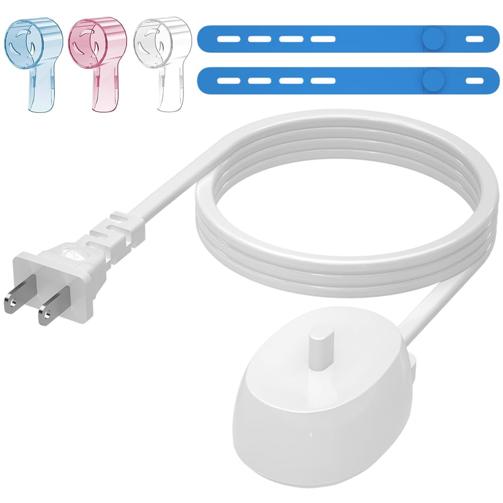 Base de cargador de repuesto 6 en 1 (3 cabezales de cepillo de dientes, cubierta a prueba de polvo, 2 bridas de silicona) para cepillo de dientes eléctrico Braun Oral-B 3757, carga inductiva