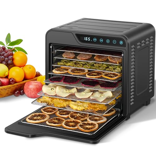 Food Dehydrator, 8-Tray Stainless Steel Jerky Dehydrator, 625W Food Dryer