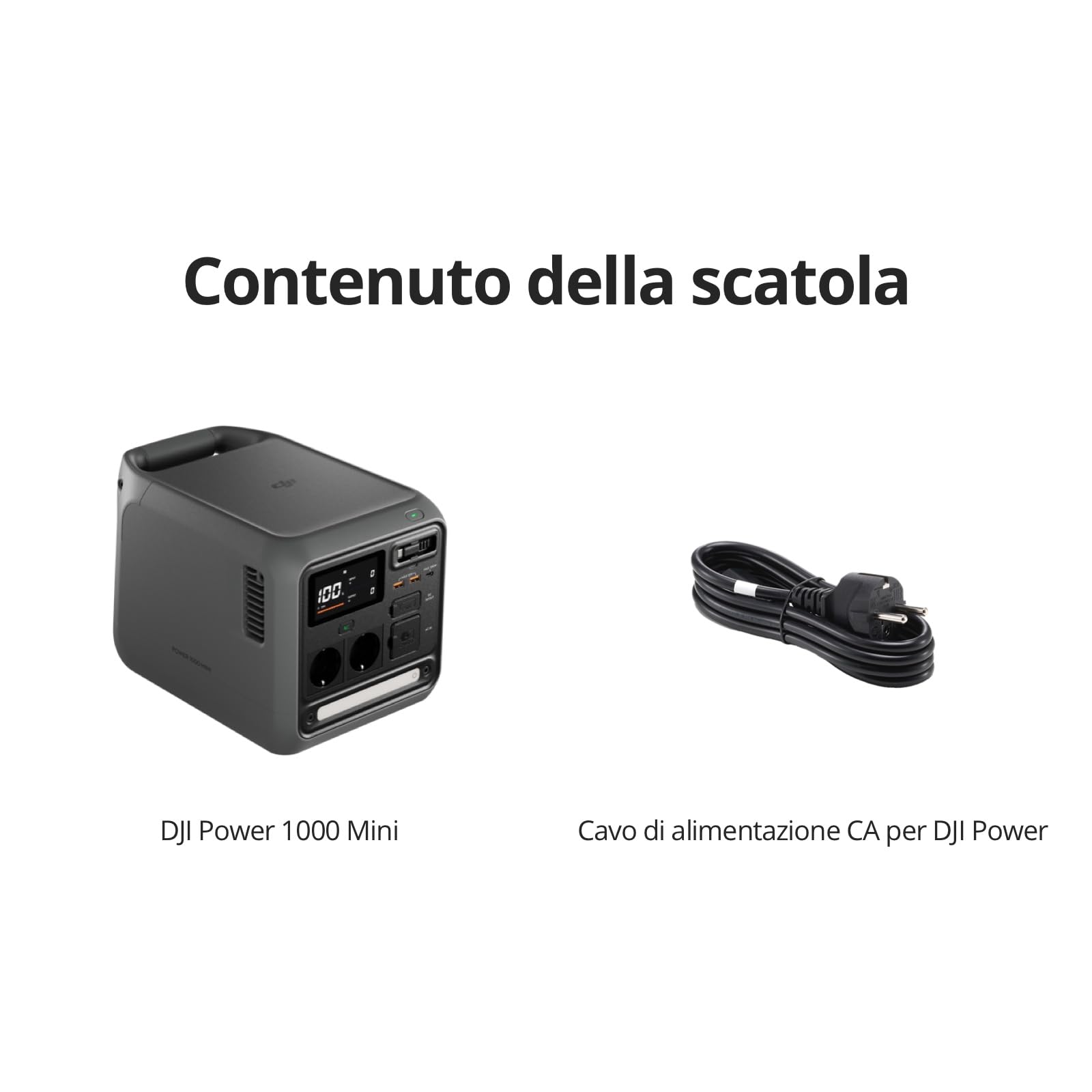 DJI Power 1000 Mini stazione di alimentazione portatile, batteria LFP 1008 Wh, dimensioni compatte, potenza max di 1000 W, ricarica da 0% a 80% in 58 minuti, generatore elettrico per casa e campeggio