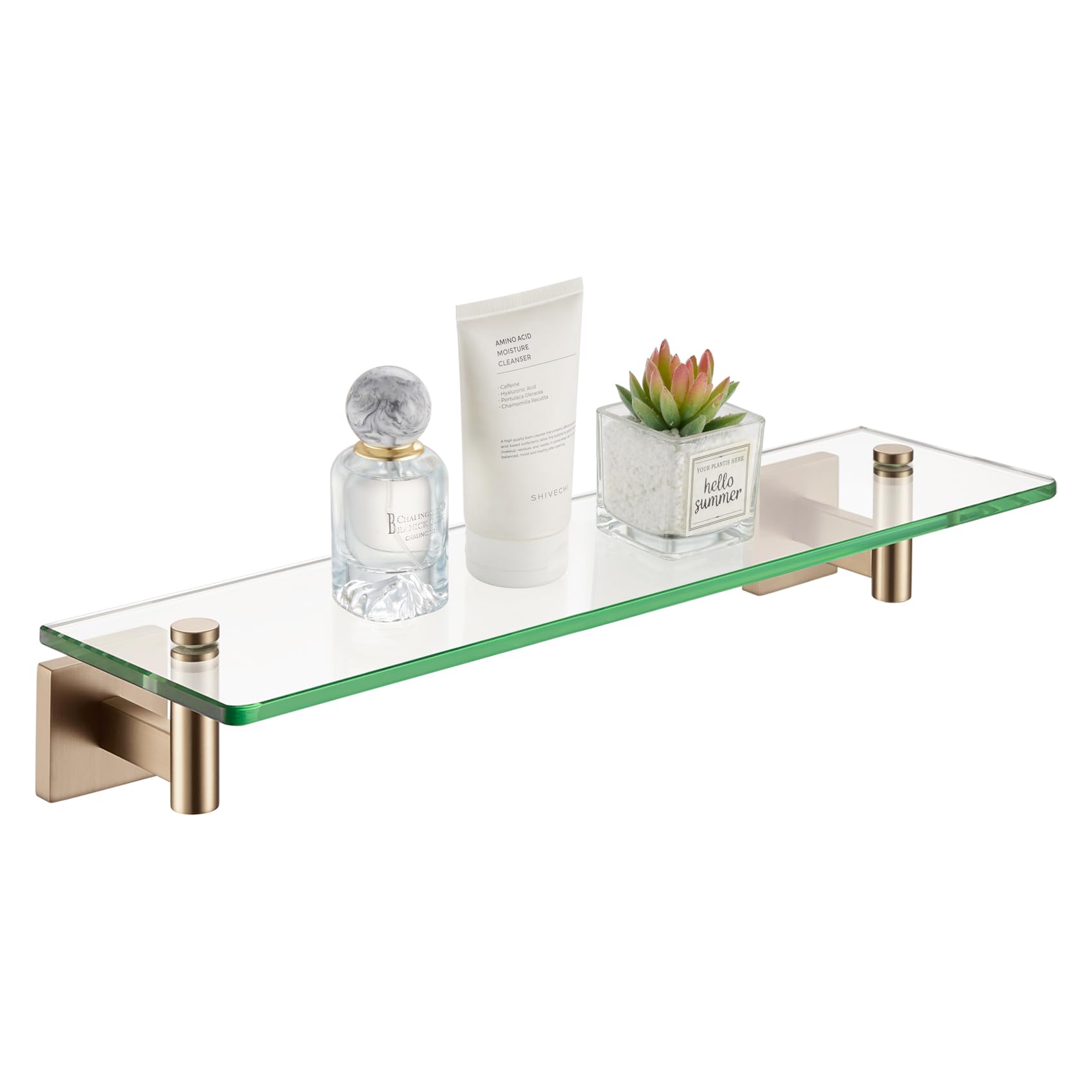 Étagère murale en verre KOKOSIRI 50 cm bronze champagne pour ranger avec style