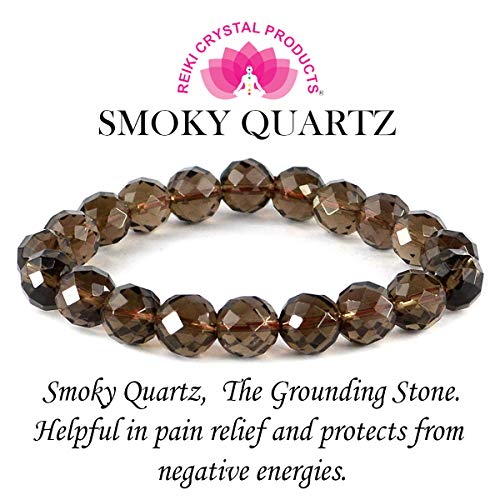 Image of Reiki Crystal Products Certified Natural Crystal Stone Diamond Cut /Faceted 10 mm Beads Bracelet for Men & Women | Reiki Charged Gemstone Jewellery | Multiple Stone Variants Available