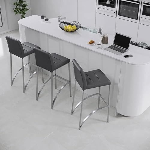 Miniatura 74 de ZURI Taburete de bar Lynx con base de metal, color negro Negro -,Marrón,Crema,Gris,Verde lima,Rojo -,Blanco,Pizarra,Verde