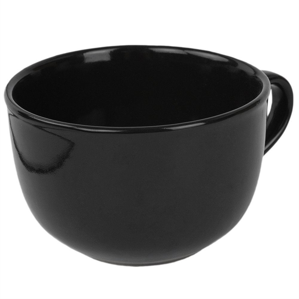 Home Basics 22 oz Extra Large Ceramic Jumbo Soup or Coffee Mug, Hot or Cold Beverage, Comfortable Grip Handle, Black