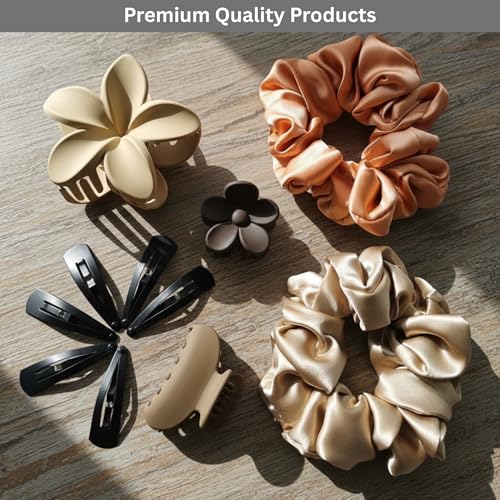 Image of Hair Claw Clips for Women and Girls Combo Gift Set | 11 Pc Collection with Korean Flower Claw, Small Clutchers, Scrunchies & Tic Tac Clips Matte