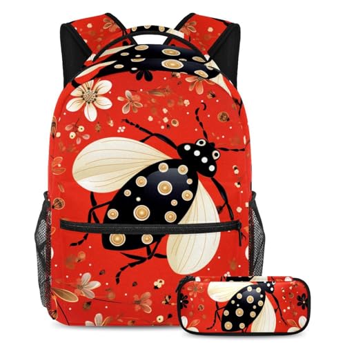 Sac à dos polyvalent pour ranger les affaires scolaires style coccinelle rouge 18"