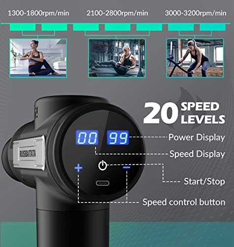 Ruisibaitata Massage Gun, Deep Tissue Percussion Massager For Pain Relief, Silence Handheld Relaxation Portable Electric Muscle Massager (Black) #TOP4