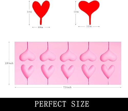 Miniatura 2 de Moldes de silicona de chocolate con forma de corazón, 2 paquetes de 10 moldes de caramelo de cavidad para el día de San Valentín, decoración de