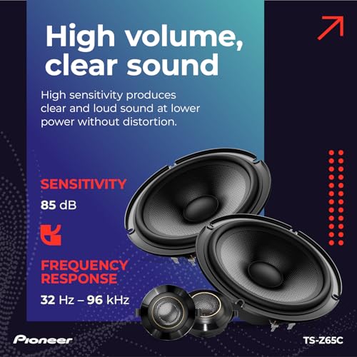 Image of PIONEER Z-Series TS-Z65C 6.5 inch 2-Way Speakers (Pair) - 300W Max, Crisp Highs + Clear Vocals, Audiophile Upgrade, Add an Amplifier for Optimal Performance