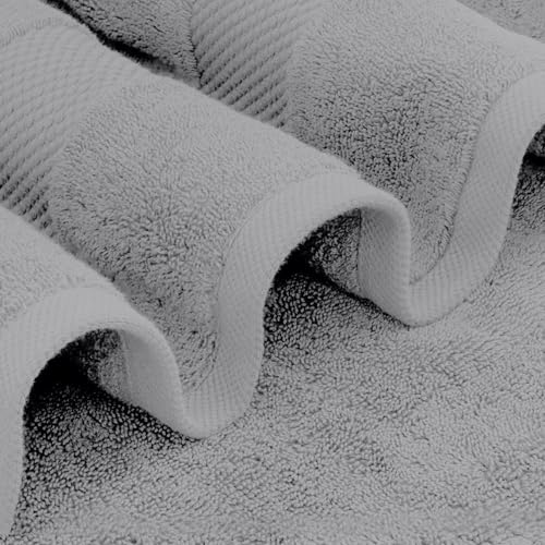 Image of White Classic Luxury Bath Towels Set of 4 Large - 700 GSM Cotton Ultra Soft Bath Towels 27x54 | Highly Absorbent and Quick Dry | Hotel Towels for Bathroom Luxury, Plush Shower Towels, Dolphin Gray