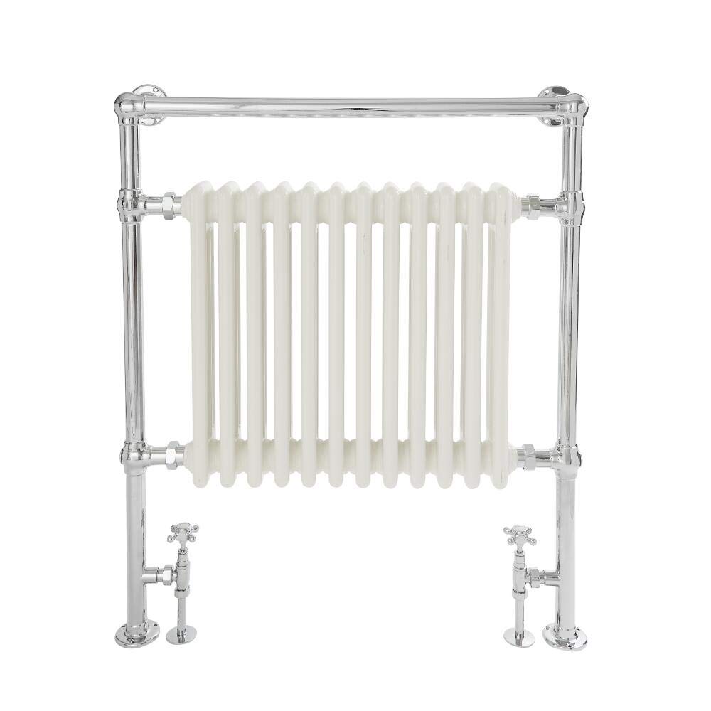 Milano White Elizabeth Chrome Heated Towel Rail - 930Mm X 790Mm