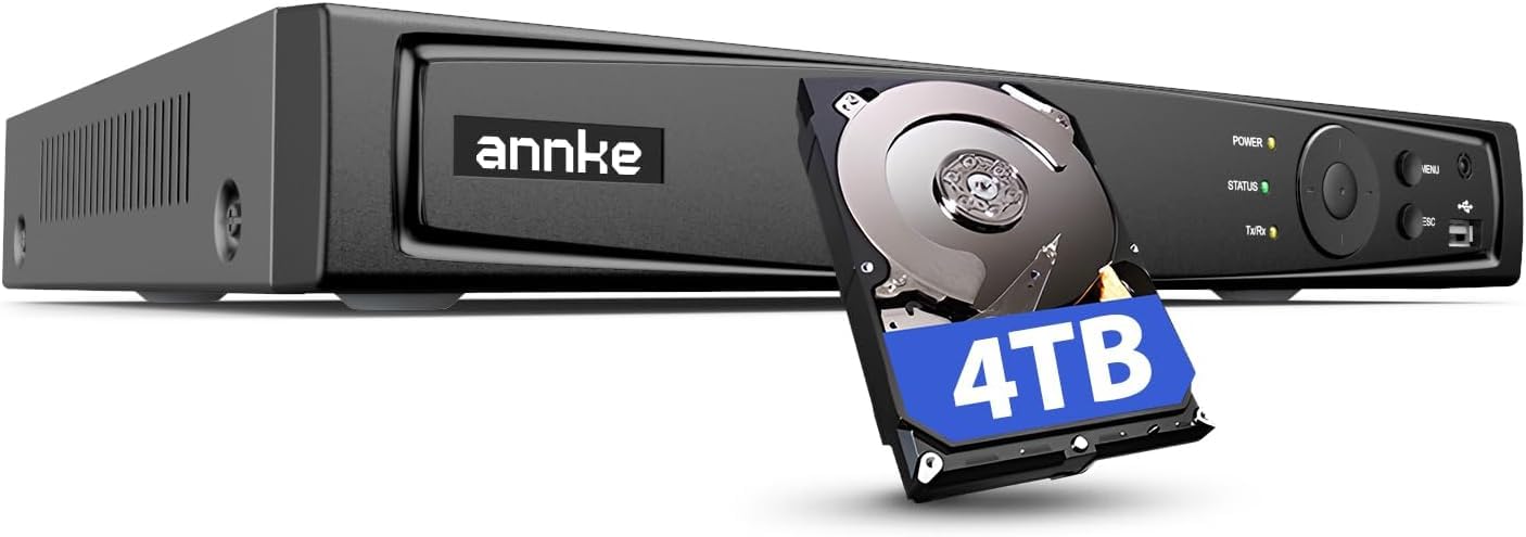 ANNKE 16CH 12MP PoE NVR Sistema di Sorveglianza Registratore Videosorveglianza per Casa Interno Esterno Sicurezza Supporta 12MP/4K/5MP/4MP HD IP Camera, Registrazione Sorveglianza 24/7 (Disco Rigido