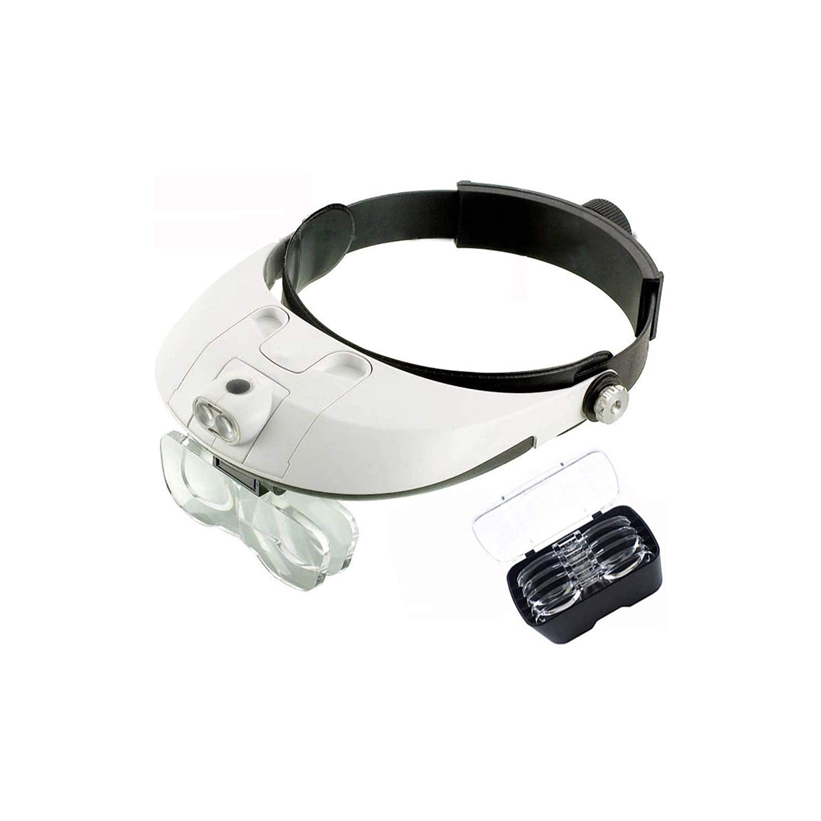 asdchZen Headband Magnifier,Head Mountlighted Magnifying Glasses,Headband Head-Worn Glasses Magnifier -1X To 3.5X Zoom With 5 Detachable Lenses-Head Mounted Head Magnifying Glasses Wit