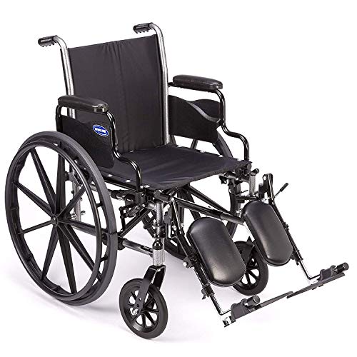 Invacare Tracer SX5 Wheelchair, with Desk Length Arms and T94HCP Elevating Legrests with Padded Calf Pads, 20" Seat Width