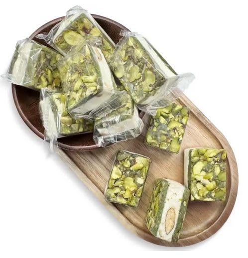 Image of NY Spice Shop Nougat Pistachios Square - 3 Pound Middle Eastern Sweet Confection - Chewy Nougat with Roasted Pistachios - Traditional Mediterranean Dessert - Gourmet Candy for Gifting & Sharing