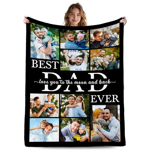 TINYHOMES Personalized Photo Blanket for Dad Customized Gifts for Best Dad