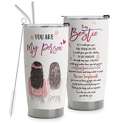 HOMISBES Best Friend Tumblers - You Are My Person 20oz - Perfect Gifts for Best Friends, Friendship Gifts