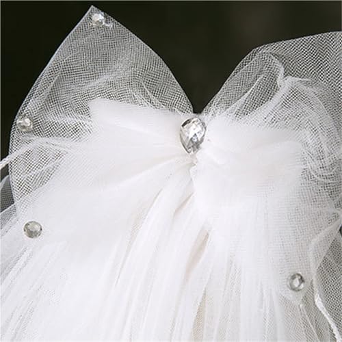 Elegant 2-Tier Tulle Veil for Girls - First Communion Hair Accessory with Comb, White, 50cm & 70cm Lengths Girls4