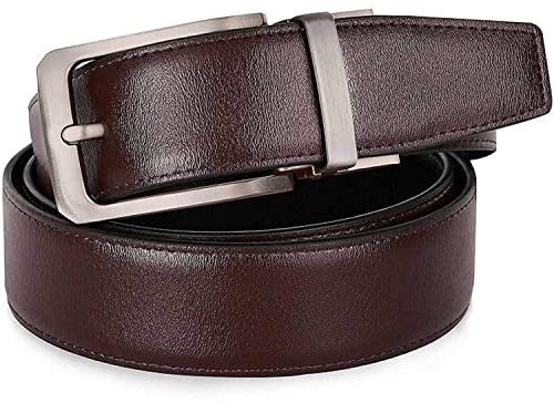 Image of JUST-STYLE Men's PU Leather Reversible Belt (Black & Brown) Size (28-46) Formal /Regular