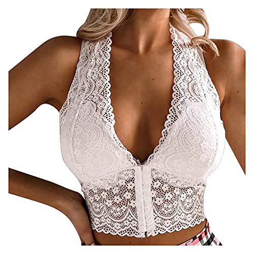 KUKICAT Soutien-Gorge Dentelle Femme Grande Taille Bralette sans Armature Ouverture et Fermeture sur Devant Couverture complète Brassière de Yoga Sport