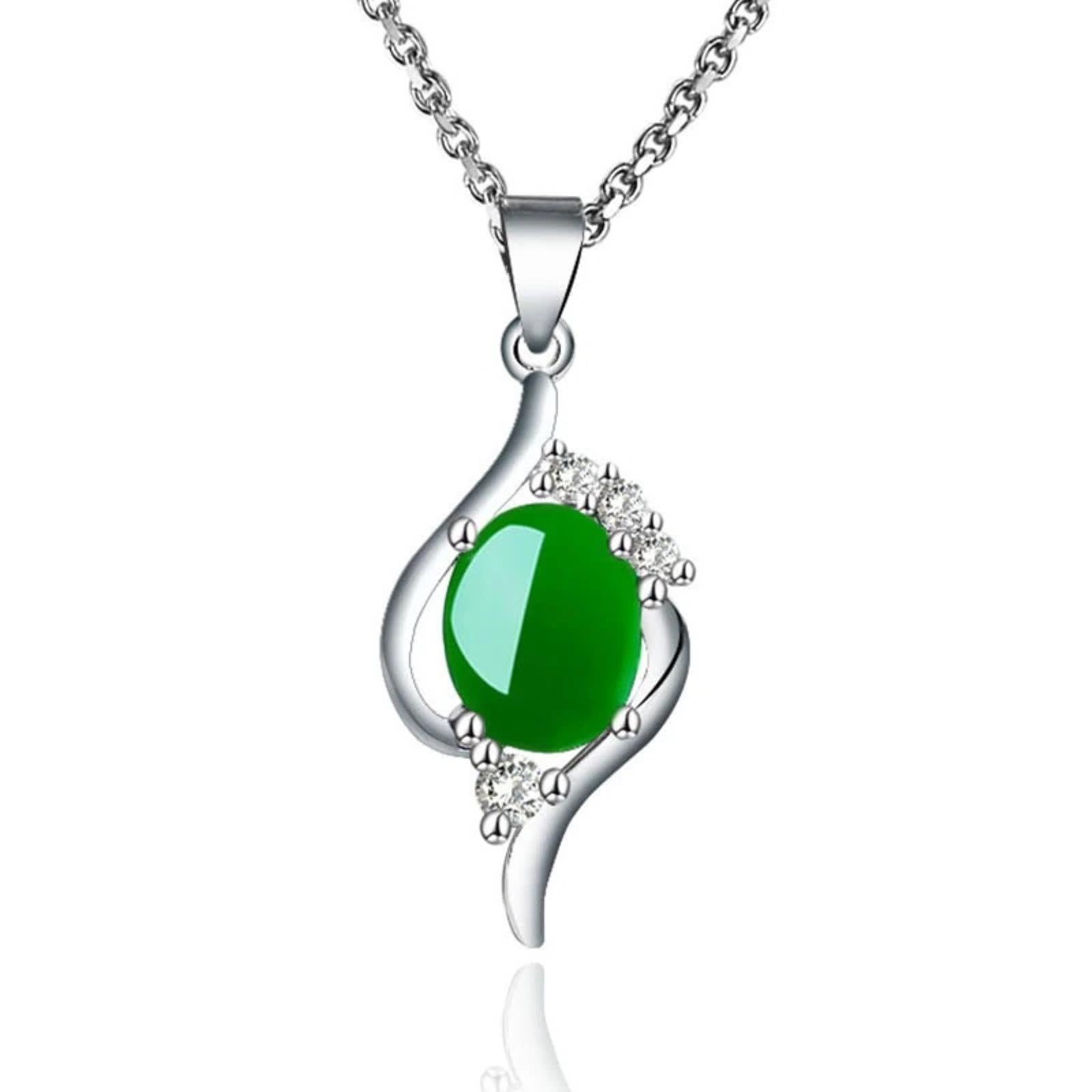 Bedt Women's Silver Jade Pendant Amulet 925 Necklace Natural Gifts Hetian Fashion Chinese Chalcedony Jewelry Charm