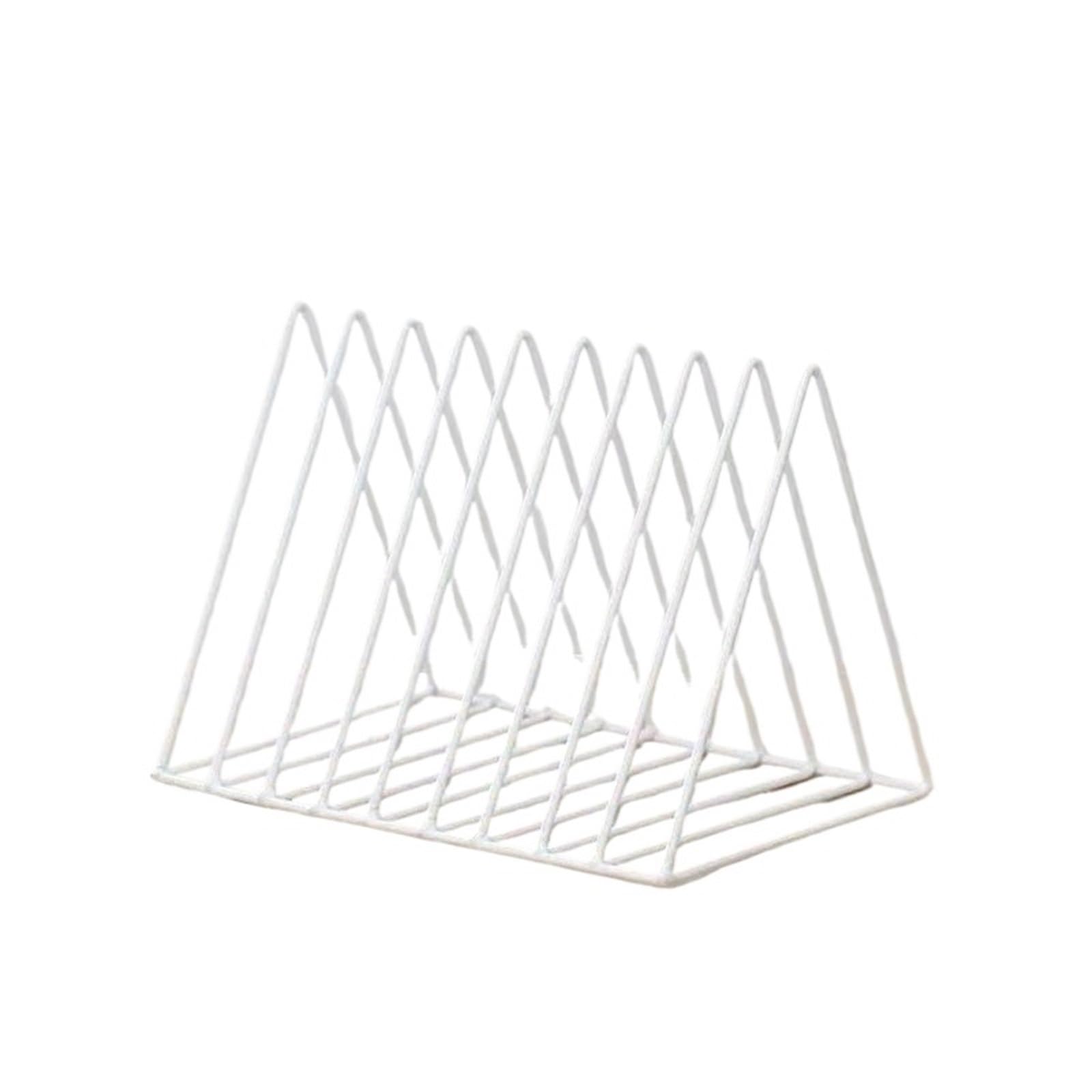 Desktop Bookends Book Storage Rack Desktop Iron Bookshelf Records Holder Student Stationeres Organizer Newspapers Magazines Stand for Book Storage(White)