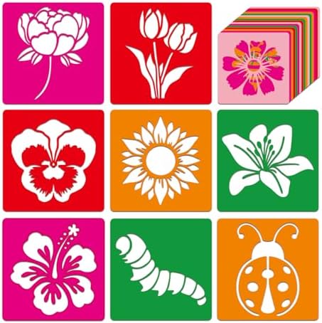 24 Pcs Stencils Spring Themed Sidewalk Chalk Stencils Outdoor Ste...